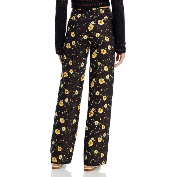 Floral Black and Yellow Women's Pants - Picture 2 of 4